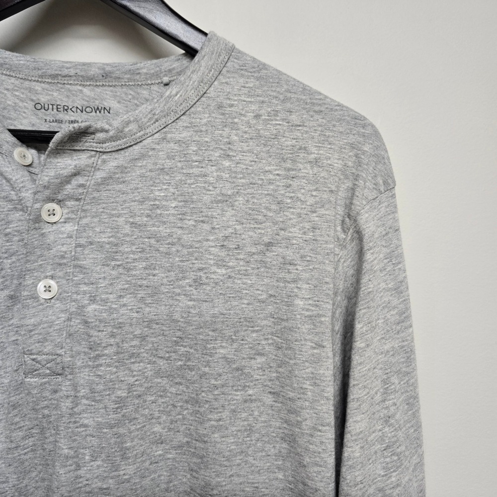 Outerknown Henley Shirt Mens XL Grey Organic Pima Cotton Long Sleeve Minimalist - Picture 3 of 12